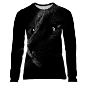 Жіночий 3D лонгслів Чорний кіт