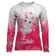 Жіночий 3D лонгслів Зайчик у вінку 2023