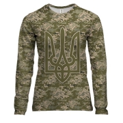 Жіночий 3D лонгслів піксель з Герб України