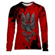 Женский 3D лонгслив с соколом-гербом Украины (красно-черная)