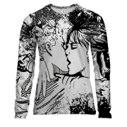 Жіночий 3D лонгслів Чорно-білий поцілунок 2