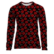 Жіночий 3D лонгслів Kiss lips pattern