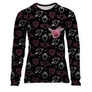 Женский 3D лонгслив Love and hearts pattern 4