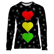 Жіночий 3D лонгслів Серця світлофор