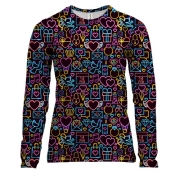 Женский 3D лонгслив Love and hearts pattern 2