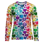 Жіночий 3D лонгслів Серця веселка 4