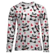 Женский 3D лонгслив Панда и сердца