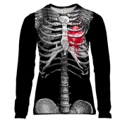 Жіночий 3D лонгслів Скелет з серцем