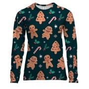 Женский 3D лонгслив Новогодний паттерн 17