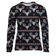 Женский 3D лонгслив Новогодний орнамент. Олени 3