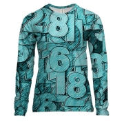 Жіночий 3D лонгслів Turquoise numbers