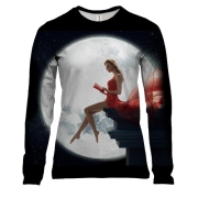 Женский 3D лонгслив Girl on the edge of the cliff