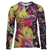 Женский 3D лонгслив Абстракция разводы краски. 21