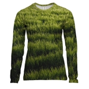 Женский 3D лонгслив Green grass pattern