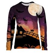 Жіночий 3D лонгслів Старий моторошний замок арт 3