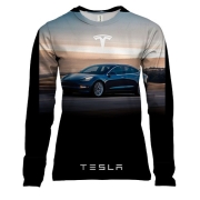 Жіночий 3D лонгслів Dark blue Tesla