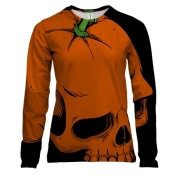 Жіночий 3D лонгслів Skull-Orange