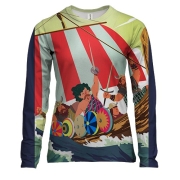 Жіночий 3D лонгслів Вікінги на кораблі