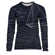 Жіночий 3D лонгслів Sea Landscape Line Art