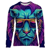 Жіночий 3D лонгслів Лев в окулярах Арт