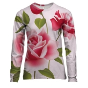 Жіночий 3D лонгслів з рожевими трояндами