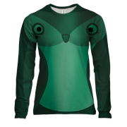 Женский 3D лонгслив с зеленой совой