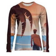 Жіночий 3D лонгслів з пляжним серфінгом