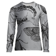 Женский 3D лонгслив с черными насекомыми