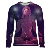 Женский 3D лонгслив с полигональной девушкой йогой