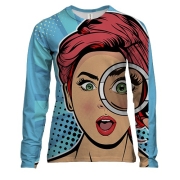 Женский 3D лонгслив с девушкой и лупой