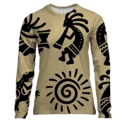 Женский 3D лонгслив с черными наскальными людьми