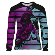 Жіночий 3D лонгслів з мотоциклістом в польоті