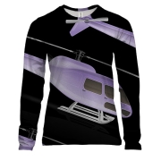 Женский 3D лонгслив с негативными вертолетами