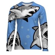 Жіночий 3D лонгслів з сірими акулами