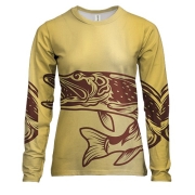 Женский 3D лонгслив с бронзовой рыбкой