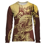 Женский 3D лонгслив с золотистой рыбалкой
