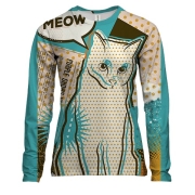 Женский 3D лонгслив с арт котом в точках