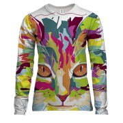 Женский 3D лонгслив с акварельным котом