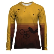Женский 3D лонгслив с летящим велосипедиском