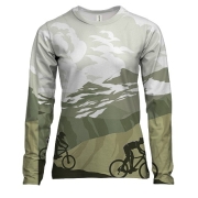 Жіночий 3D лонгслів з велосипедистами в горах