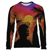 Жіночий 3D лонгслів с ночным серфингом