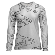 Женский 3D лонгслив с контурной рыбой