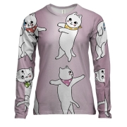 Женский 3D лонгслив с танцующими котами