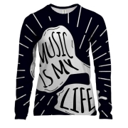 Женский 3D лонгслив Music is my life