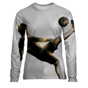 Женский 3D лонгслив с ярким золотистым футболистом