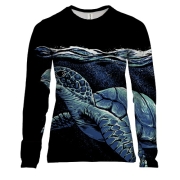 Женский 3D лонгслив с синей черепахой