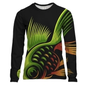 Женский 3D лонгслив с золото зеленой рыбкой