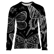 Жіночий 3D лонгслів з білими метеликами