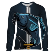 Женский 3D лонгслив с рыбой и мечом