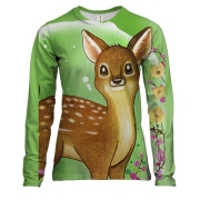 Женский 3D лонгслив с маленьким олененком